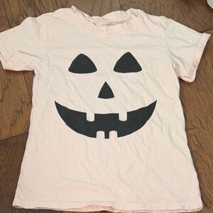 Spooky Pumpkin Face Kids Tee - Light Pink and Black